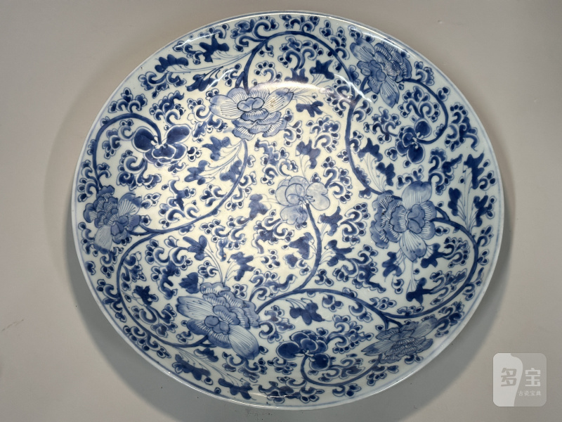 清康熙 青花缠枝莲纹大盘 - 图4
